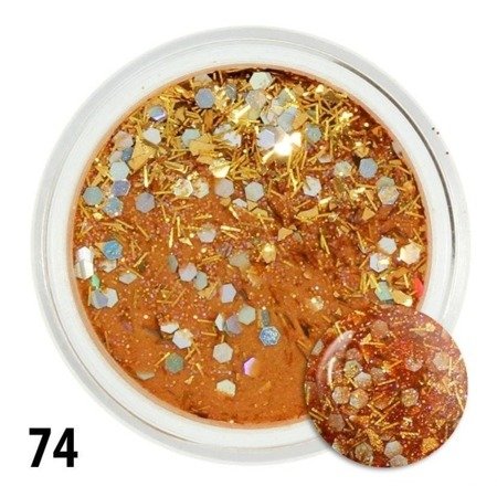 Akryl 74 kolorowy proszek akrylowy 4g brąz z multi piegami i złotymi konfetii