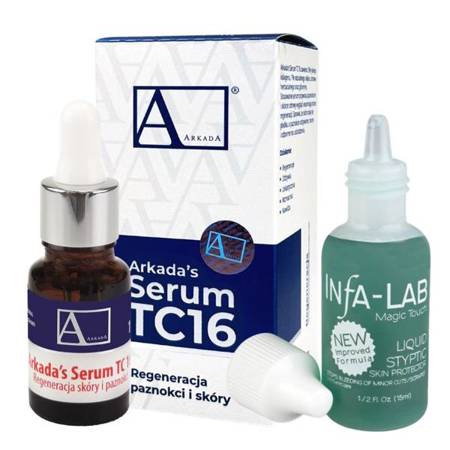 Arkada zestaw serum kolagenowe z płynem do hamowania krwawienia skórek Infa-Lab 15 ml