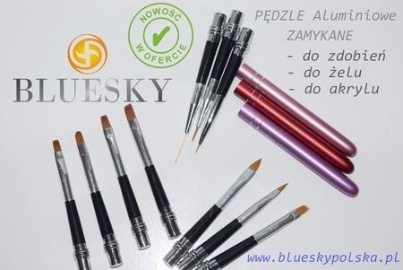 BLUESKY Zestaw PĘDZLI do paznokci - aluminiowe