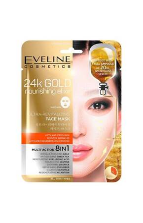 Eveline 24k Gold Nourishing Elixir 8w1 ultra-rewitalizująca maska w płacie 20ml