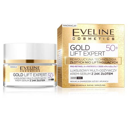 Eveline Cosmetics Gold Lift Expert 50+ luksusowy multi-odżywczy krem-serum z 24k złotem dzień/noc 50ml (P1)