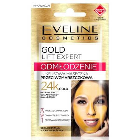 Eveline Cosmetics Gold Lift Expert luksusowa maseczka przeciwzmarszczkowa 3w1 7ml (P1)
