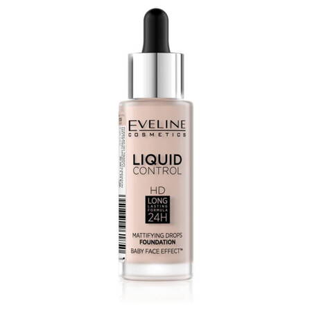 Eveline Cosmetics Liquid Control HD Long Lasting Formula 24H podkład do twarzy z dropperem 005 Ivory 32ml (P1)