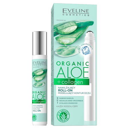 Eveline Cosmetics Organic Aloe + Collagen nawilżający roll-on modelujący kontur oczu 15ml (P1)
