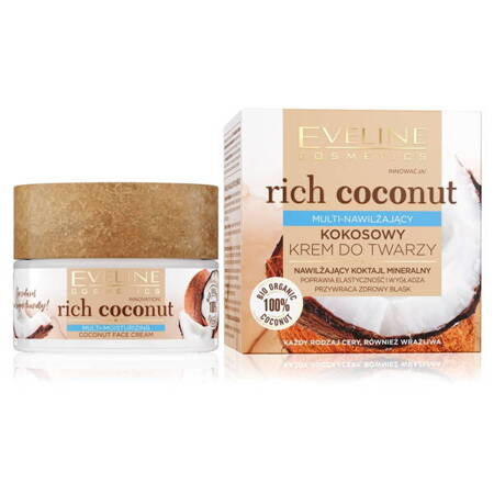 Eveline Cosmetics Rich Coconut multi-nawilżający kokosowy krem do twarzy 50ml (P1)