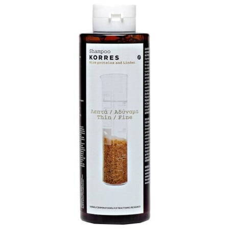 Korres Shampoo For Thin/Fine Hair With Rice Proteins And Linden szampon z proteinami ryżu i wyciągiem z lipy do włosów cienkich i wrażliwych 250ml (P1)