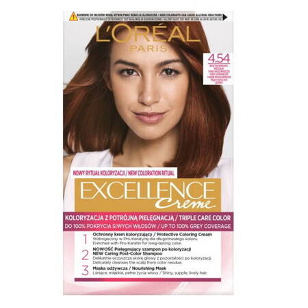 L'Oreal Paris Excellence Creme farba do włosów 4.54 Brąz Mahoniowo-Miedziany (P1)