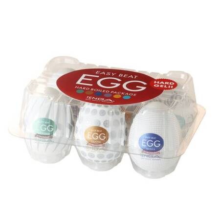 TENGA 6 Styles Easy Beat Egg Hard Boiled Package zestaw 6 jednorazowych masturbatorów w kształcie jajka (P1)