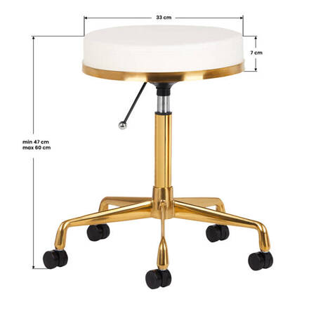 Taboret kosmetyczny H4 złoty biały